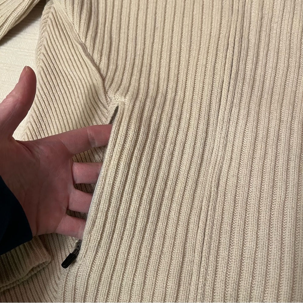 Aether wool cashmere tan ribbed moto hoodie XS 1 - Picture 4 of 7